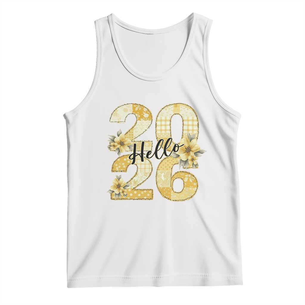 Hello New Year 2026 Vintage Floral Patchwork Quilt Tank Top TS11 White Print Your Wear