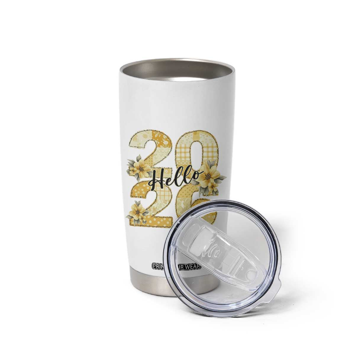 Hello New Year 2026 Vintage Floral Patchwork Quilt Tumbler Cup TS11 Print Your Wear