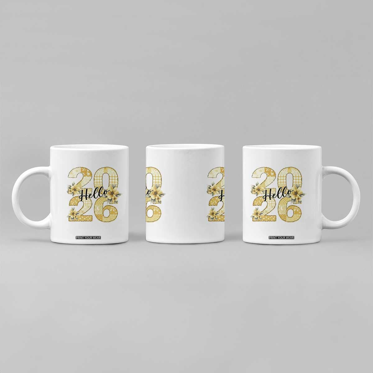 Hello New Year 2026 Vintage Floral Patchwork Quilt Coffee Mug TS11 Print Your Wear