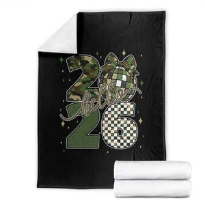 Camo Happy New Year Party 2026 Throw Blanket Camouflage Disco Ball TS11 Black Print Your Wear