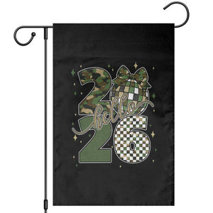 Camo Happy New Year Party 2026 Garden Flag Camouflage Disco Ball TS11 Black Print Your Wear