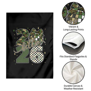 Camo Happy New Year Party 2026 Garden Flag Camouflage Disco Ball TS11 Print Your Wear