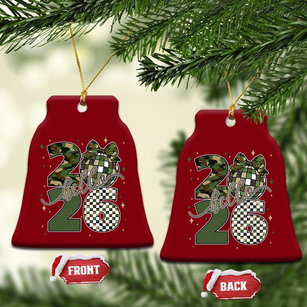 Camo Happy New Year Party 2026 Ceramic Ornament Camouflage Disco Ball TS11 Print Your Wear