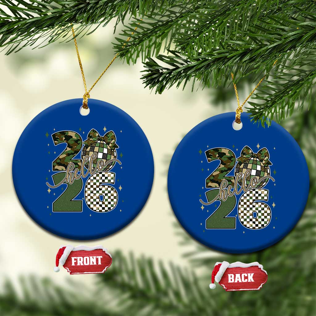 Camo Happy New Year Party 2026 Ceramic Ornament Camouflage Disco Ball TS11 1pc Blue Print Your Wear