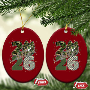 Camo Happy New Year Party 2026 Ceramic Ornament Camouflage Disco Ball TS11 Print Your Wear
