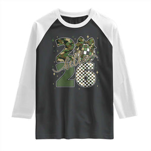 Camo Happy New Year Party 2026 Raglan Shirt Camouflage Disco Ball TS11 Black White Print Your Wear