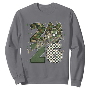 Camo Happy New Year Party 2026 Sweatshirt Camouflage Disco Ball TS11 Charcoal Print Your Wear