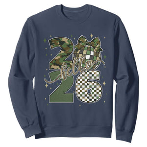 Camo Happy New Year Party 2026 Sweatshirt Camouflage Disco Ball TS11 Navy Print Your Wear