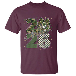 Camo Happy New Year Party 2026 T Shirt Camouflage Disco Ball TS11 Maroon Print Your Wear
