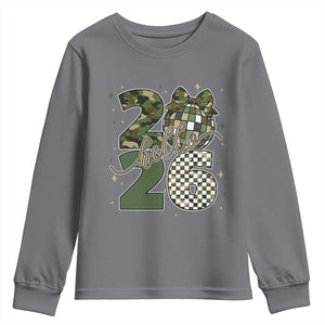 Camo Happy New Year Party 2026 Youth Sweatshirt Camouflage Disco Ball TS11 Charcoal Print Your Wear