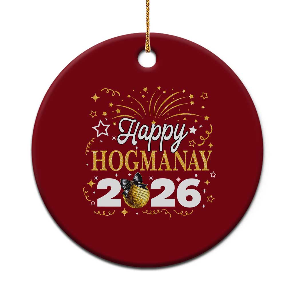 Scottish New Year 2026 Ceramic Ornament Happy Hogmanay NYE Party Faux Glitter Effect Printed TS11 1pc Red Print Your Wear