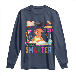 Funny 100 Days Smarter Black Afro African American Girl Long Sleeve Shirt TS11 Navy Print Your Wear