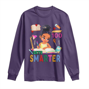 Funny 100 Days Smarter Black Afro African American Girl Long Sleeve Shirt TS11 Purple Print Your Wear