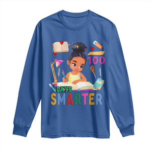 Funny 100 Days Smarter Black Afro African American Girl Long Sleeve Shirt TS11 Royal Blue Print Your Wear