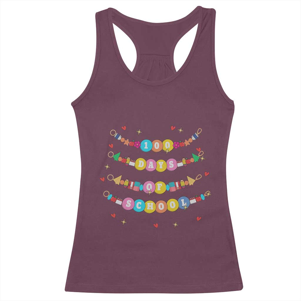 Funny 100 Days Of School Bracelet Racerback Tank Top TS11 Maroon Print Your Wear