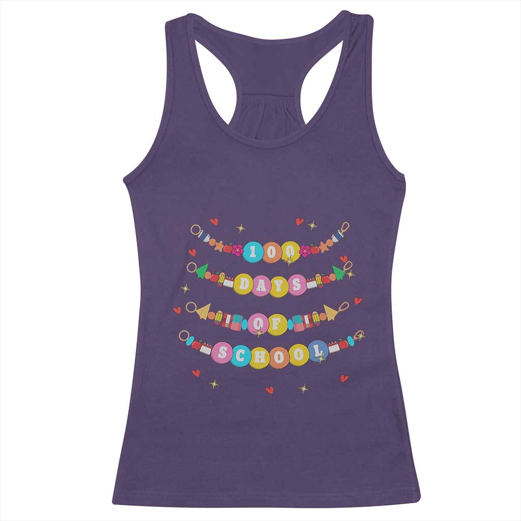 Funny 100 Days Of School Bracelet Racerback Tank Top TS11 Purple Print Your Wear