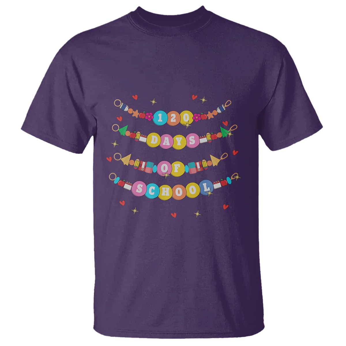 Funny 120 Days Of School Bracelet T Shirt TS11 Purple Print Your Wear