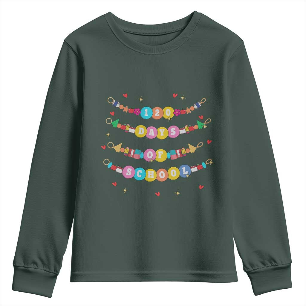 Funny 120 Days Of School Bracelet Youth Sweatshirt TS11 Dark Forest Green Print Your Wear