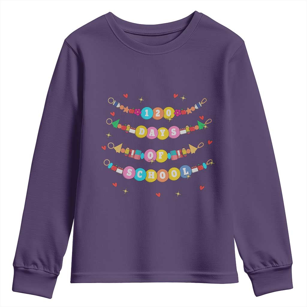 Funny 120 Days Of School Bracelet Youth Sweatshirt TS11 Purple Print Your Wear