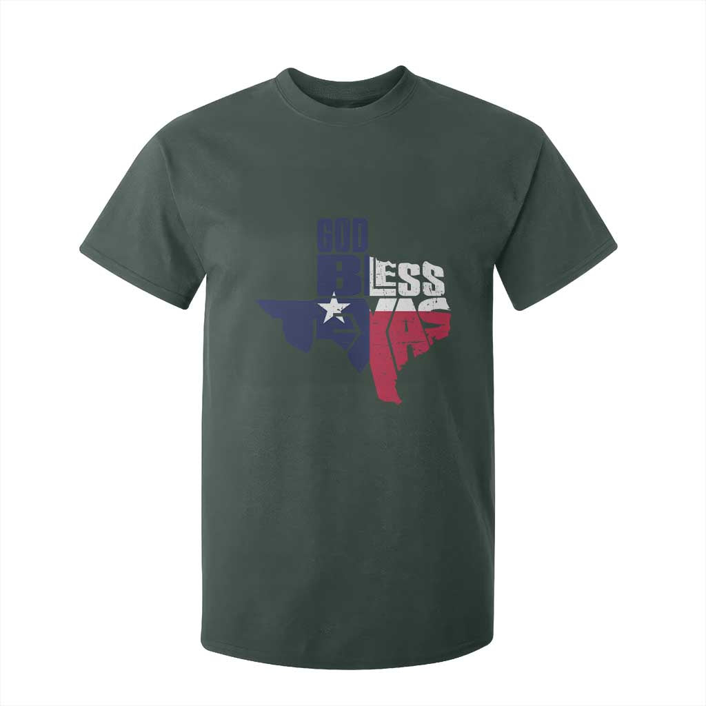 American Texan T Shirt For Kid God Bless Texas TX Flag TS11 Dark Forest Green Print Your Wear