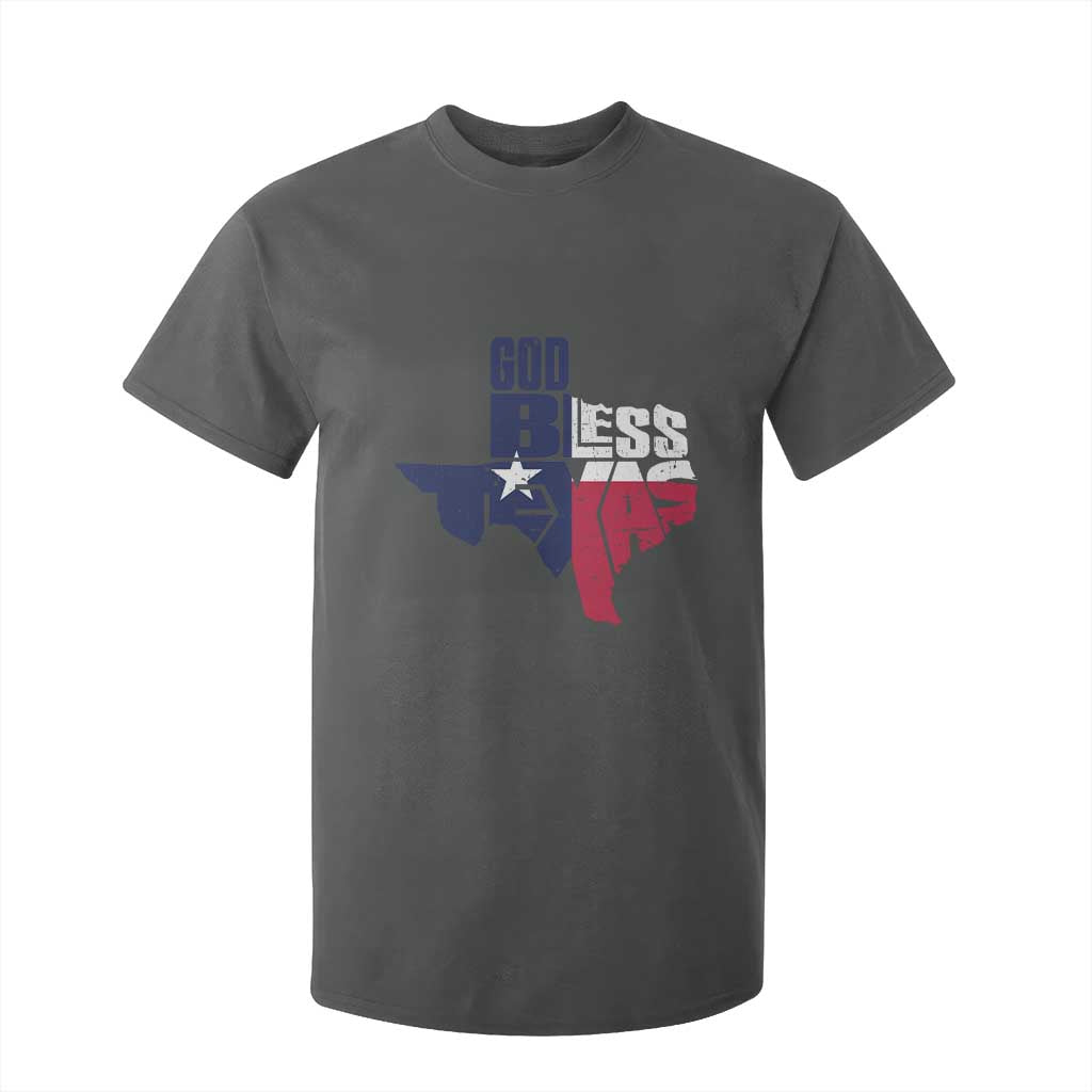 American Texan T Shirt For Kid God Bless Texas TX Flag TS11 Dark Heather Print Your Wear
