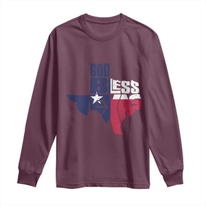 American Texan Long Sleeve Shirt God Bless Texas TX Flag TS11 Maroon Print Your Wear