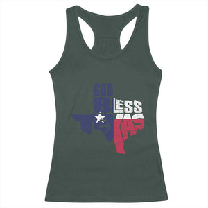 American Texan Racerback Tank Top God Bless Texas TX Flag TS11 Dark Forest Green Print Your Wear