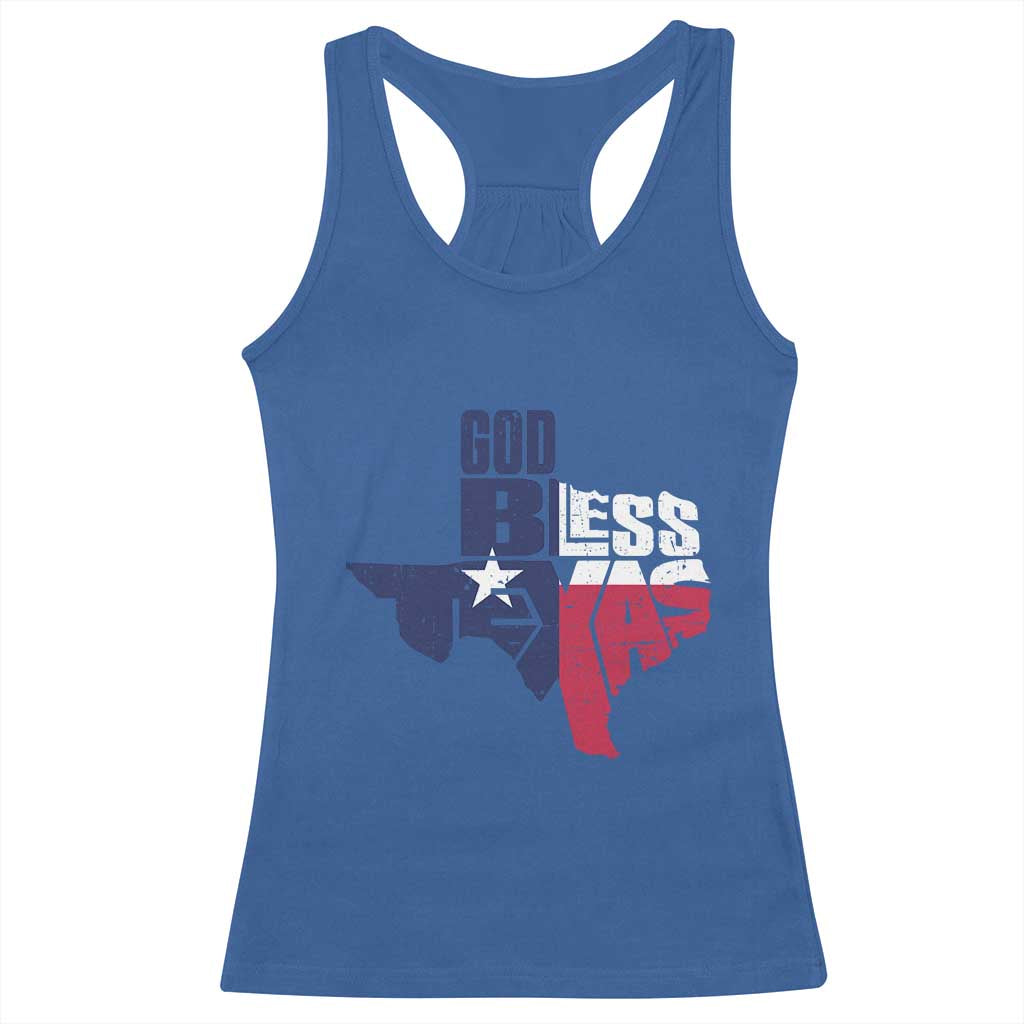 American Texan Racerback Tank Top God Bless Texas TX Flag TS11 Royal Blue Print Your Wear