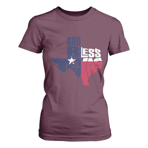 American Texan T Shirt For Women God Bless Texas TX Flag TS11 Maroon Print Your Wear