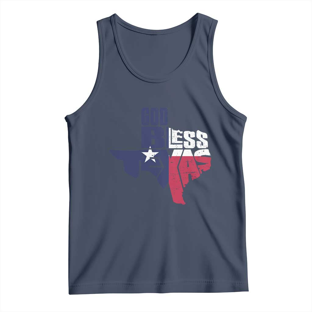 American Texan Tank Top God Bless Texas TX Flag TS11 Navy Print Your Wear
