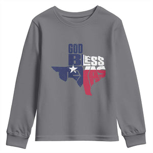 American Texan Youth Sweatshirt God Bless Texas TX Flag TS11 Charcoal Print Your Wear