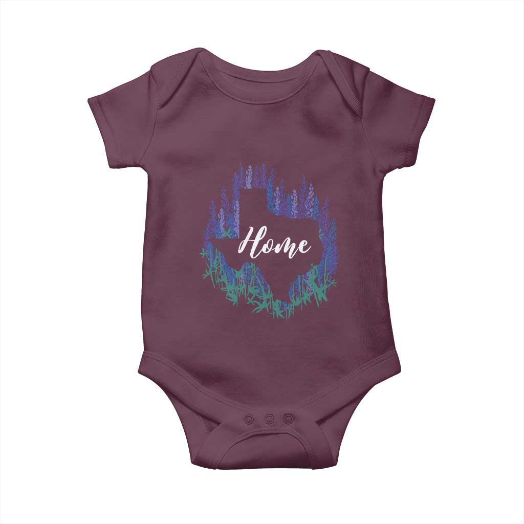 Texas Home State Map Pride Bluebonnets Baby Onesie TS11 Maroon Print Your Wear