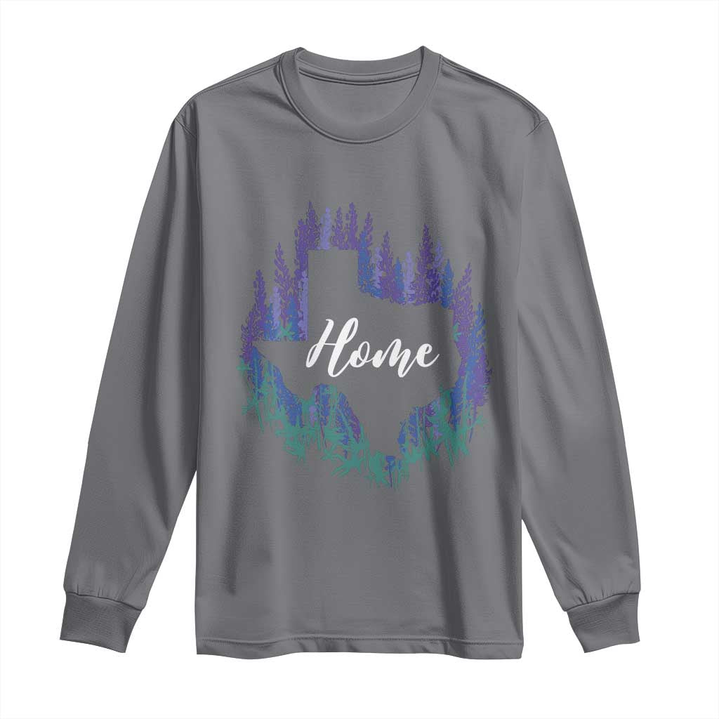 Texas Home State Map Pride Bluebonnets Long Sleeve Shirt TS11 Charcoal Print Your Wear