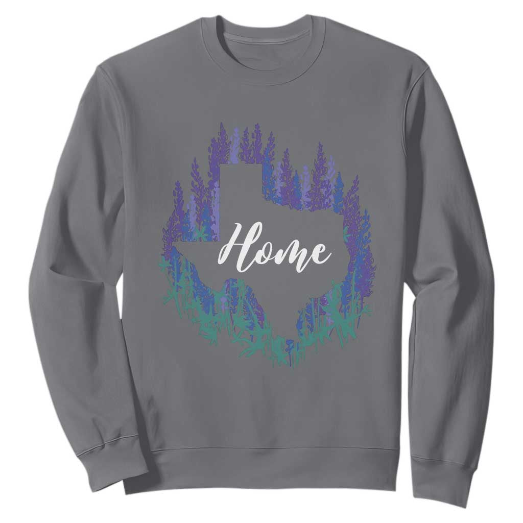Texas Home State Map Pride Bluebonnets Sweatshirt TS11 Charcoal Print Your Wear
