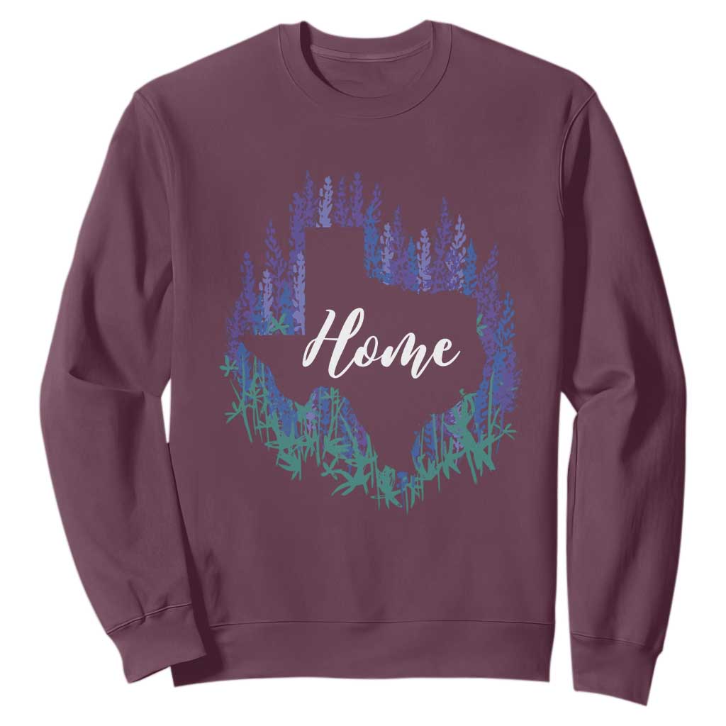 Texas Home State Map Pride Bluebonnets Sweatshirt TS11 Maroon Print Your Wear
