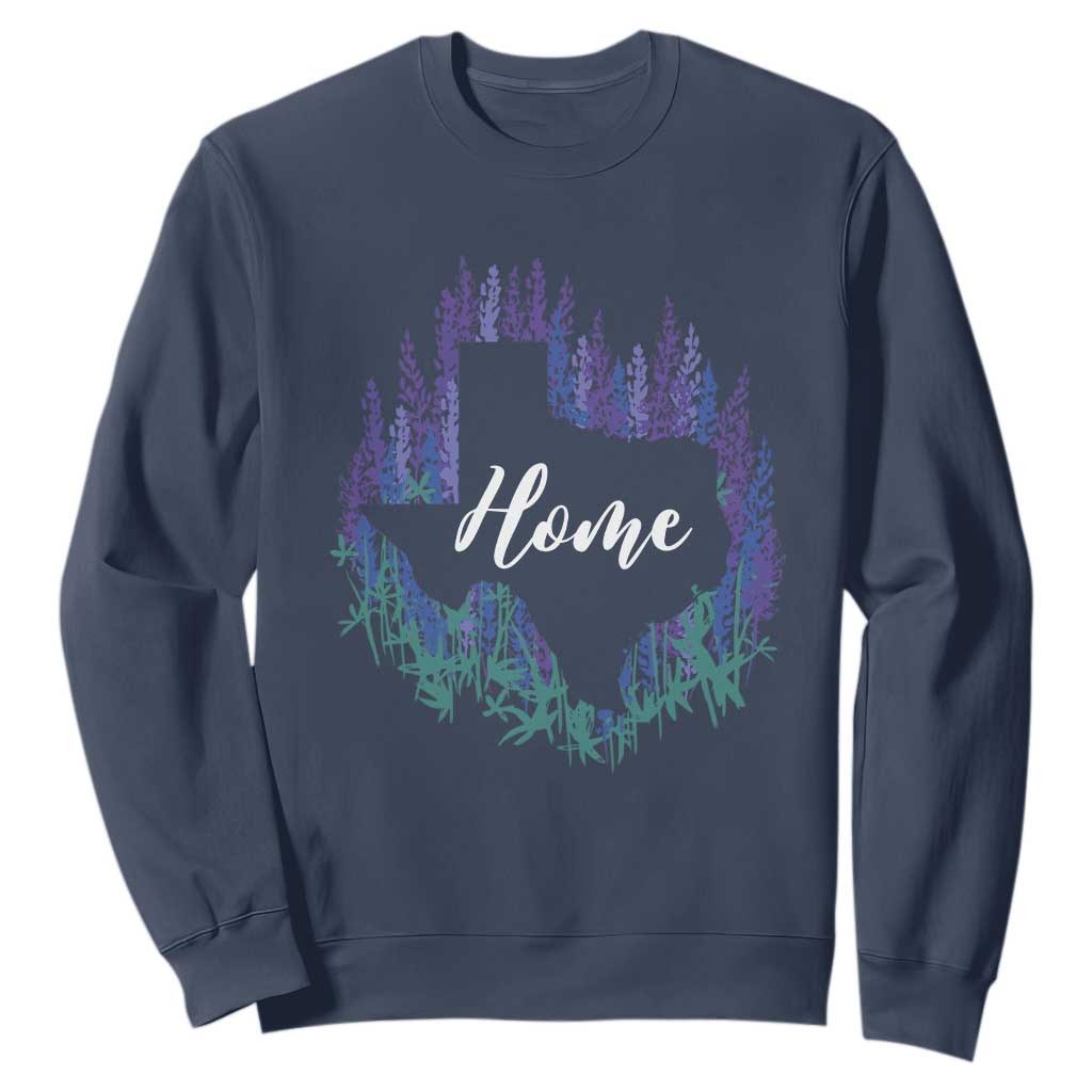 Texas Home State Map Pride Bluebonnets Sweatshirt TS11 Navy Print Your Wear