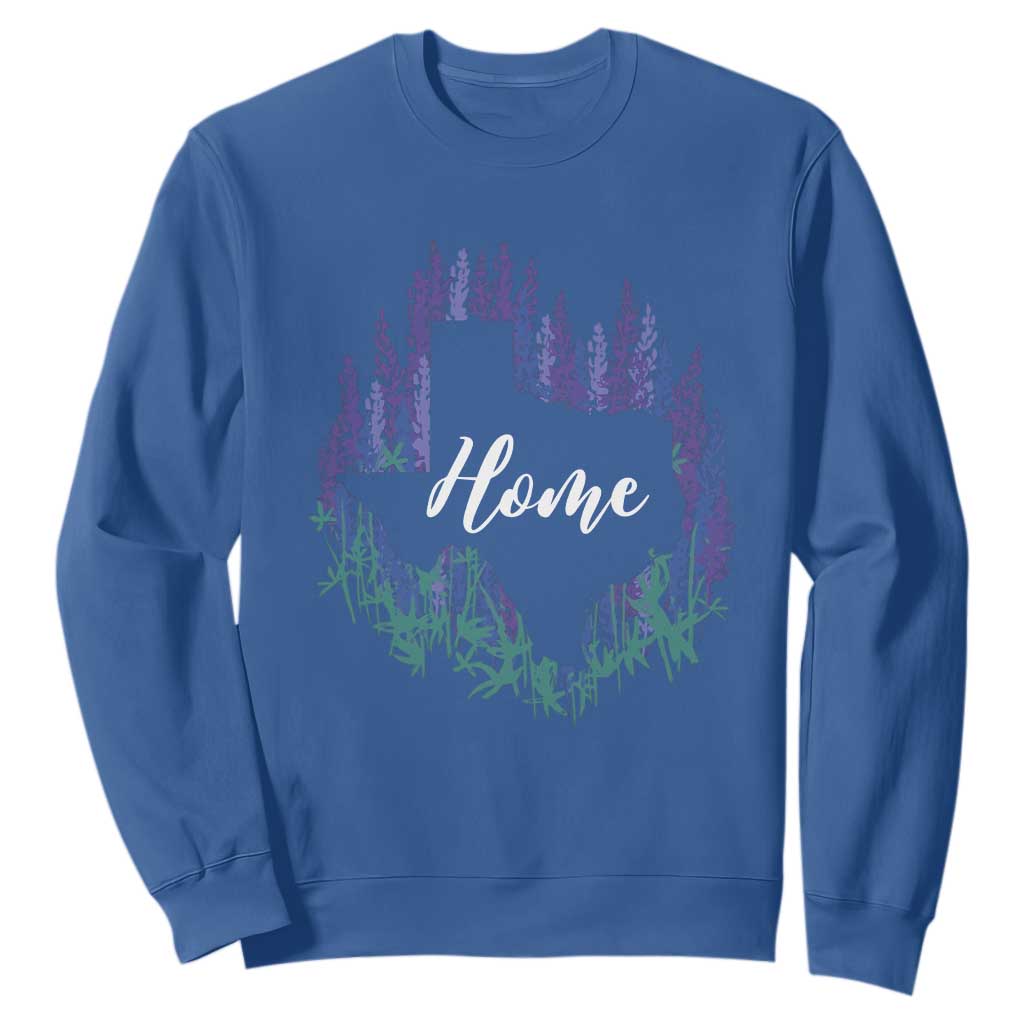 Texas Home State Map Pride Bluebonnets Sweatshirt TS11 Royal Blue Print Your Wear