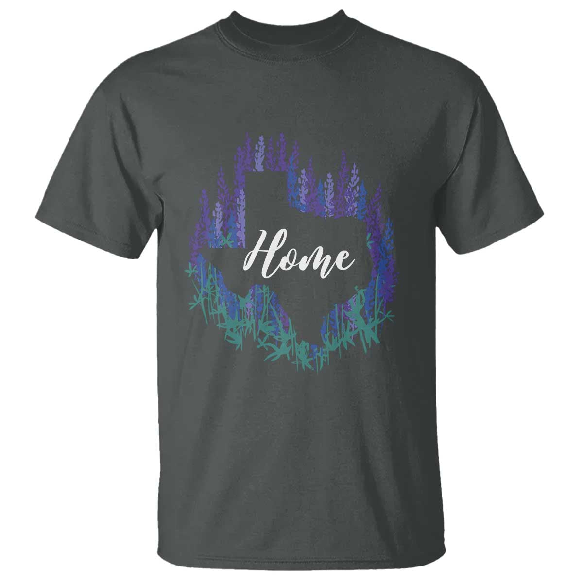 Texas Home State Map Pride Bluebonnets T Shirt TS11 Dark Heather Print Your Wear