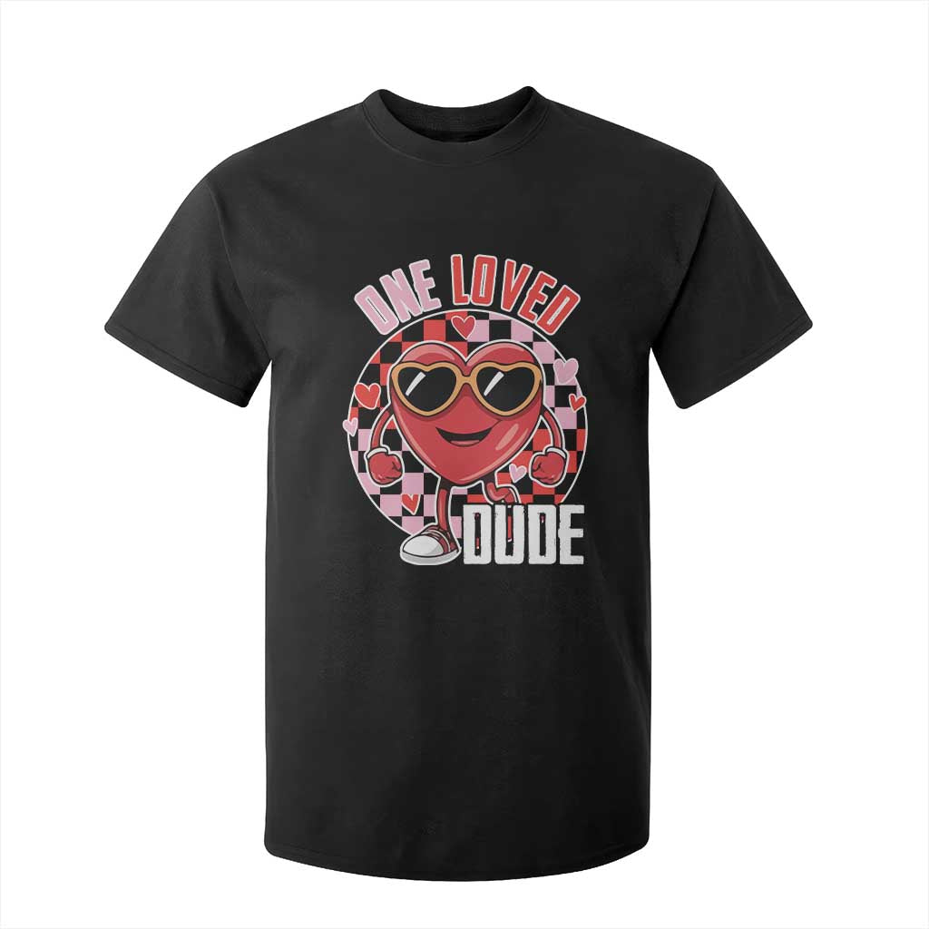 Funny Valentine's Day T Shirt For Kid One Loved Dude Cute Heart Checkerboard TS11 Black Print Your Wear