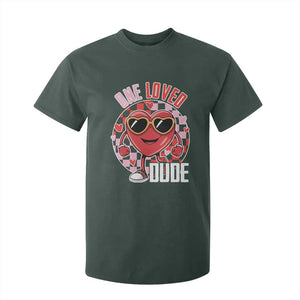 Funny Valentine's Day T Shirt For Kid One Loved Dude Cute Heart Checkerboard TS11 Dark Forest Green Print Your Wear