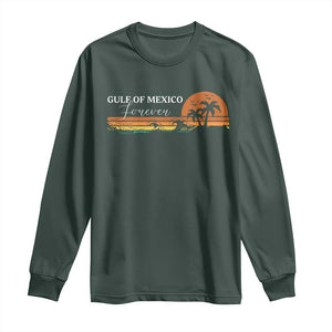 Gulf Of Mexico Forever Long Sleeve Shirt Beach Palm Treen Vintage Retro TS11 Dark Forest Green Print Your Wear