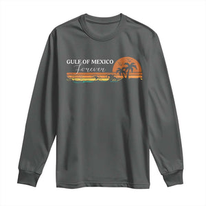 Gulf Of Mexico Forever Long Sleeve Shirt Beach Palm Treen Vintage Retro TS11 Dark Heather Print Your Wear