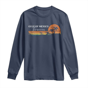 Gulf Of Mexico Forever Long Sleeve Shirt Beach Palm Treen Vintage Retro TS11 Navy Print Your Wear