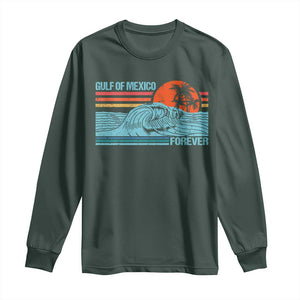 Gulf Of Mexico Forever Long Sleeve Shirt Vintage Retro Beach Coconut Tree TS11 Dark Forest Green Print Your Wear