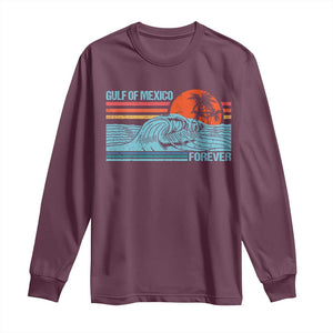 Gulf Of Mexico Forever Long Sleeve Shirt Vintage Retro Beach Coconut Tree TS11 Maroon Print Your Wear