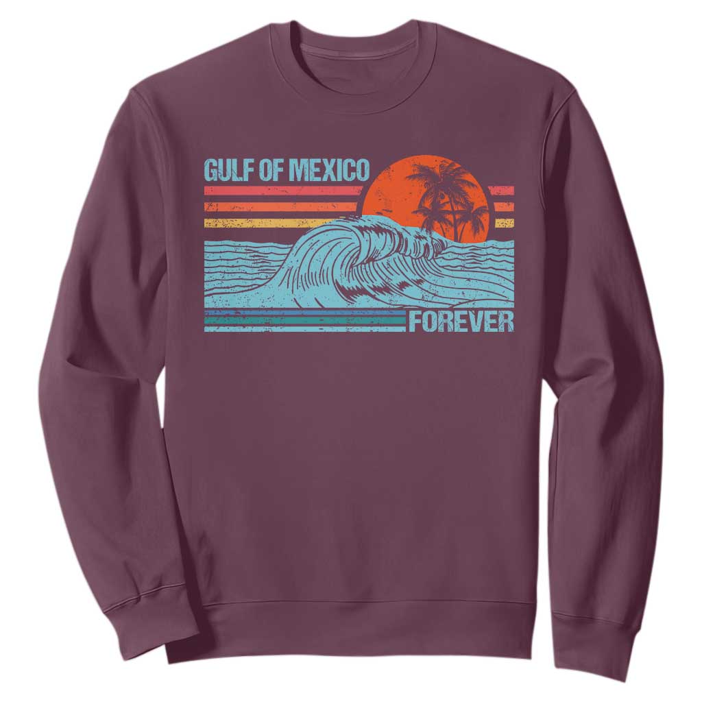Gulf Of Mexico Forever Sweatshirt Vintage Retro Beach Coconut Tree TS11 Maroon Print Your Wear