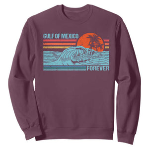 Gulf Of Mexico Forever Sweatshirt Vintage Retro Beach Coconut Tree TS11 Maroon Print Your Wear