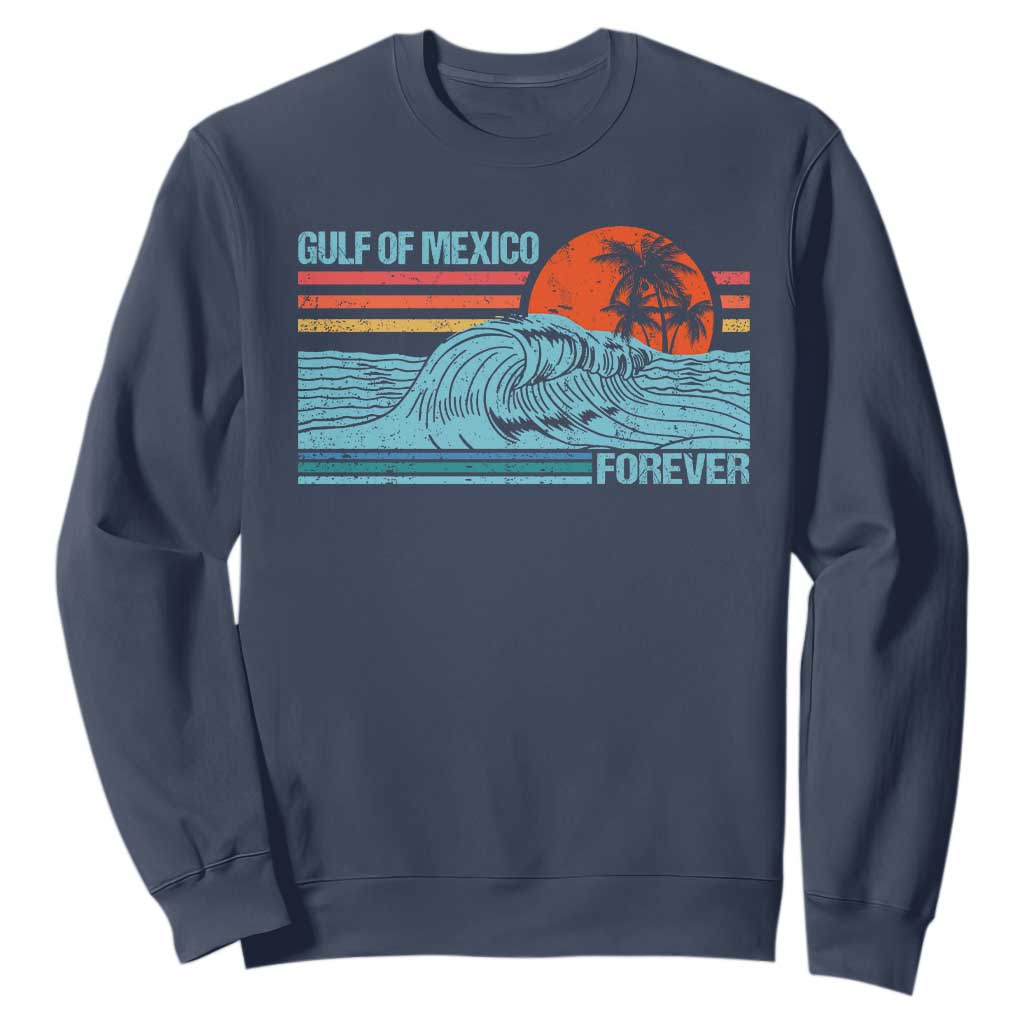 Gulf Of Mexico Forever Sweatshirt Vintage Retro Beach Coconut Tree TS11 Navy Print Your Wear