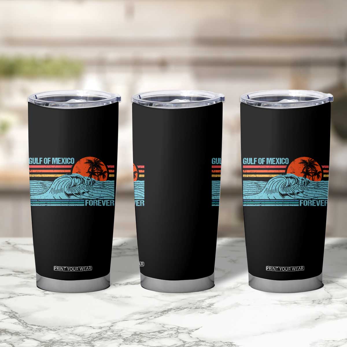 Gulf Of Mexico Forever Tumbler Cup Vintage Retro Beach Coconut Tree TS11 Print Your Wear