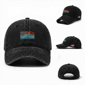 Gulf Of Mexico Forever Washed Cotton Baseball Cap Vintage Retro Beach Coconut Tree TS11 Washed Cap Universal Fit Black Print Your Wear